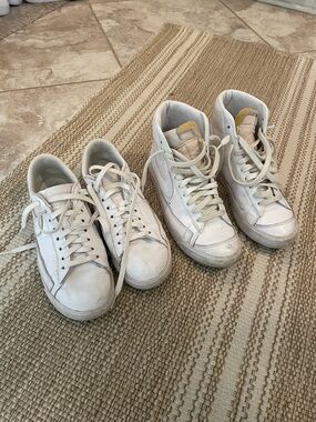 Nike white high and low blazers